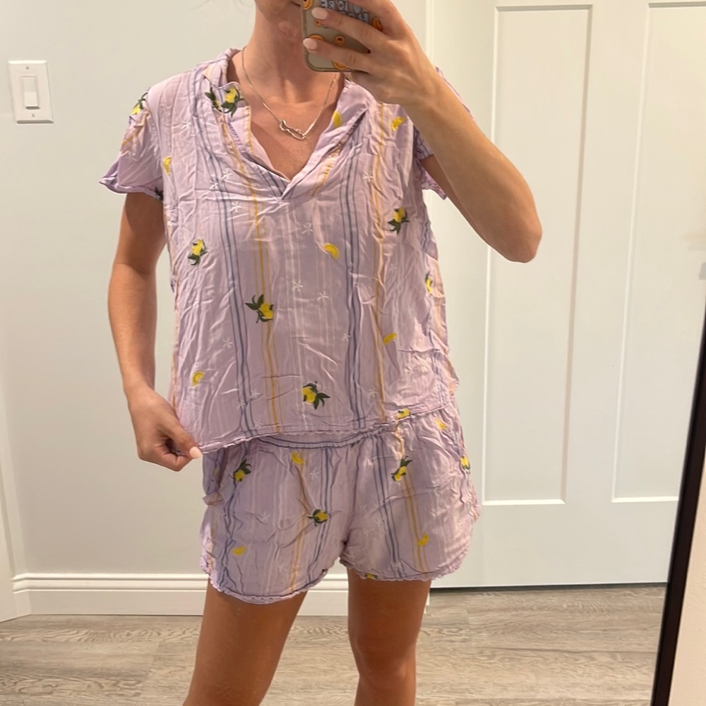 ANTHROPOLOGIE Purple Two Piece Matching Lounge Pajama Set